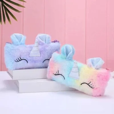 Colorful Plush Unicorn Pencil Case 